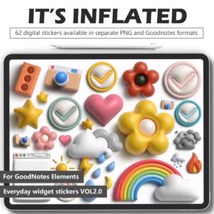 62 Fluffy Weather Digital Planner Stickers - 3D Clouds & Glitter Raindrops