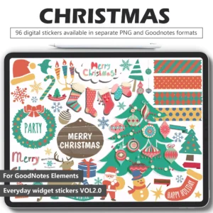 96 Christmas Digital Stickers - trees reindeer snowflakes decorations for holiday planners