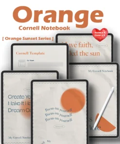 Orange Cornell notebook for GoodNotes & Notability with 4 covers hyperlinked tabs paper texture