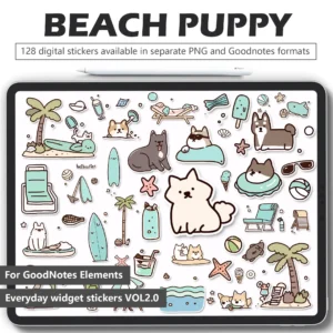 128 Beach Digital Planner Stickers for Vacation Planner Templates