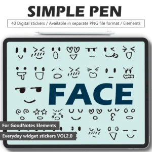 40 hand-drawn emoji stickers digital for digital planners - express every emotion in GoodNotes/Notability journals and trackers