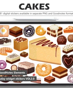 181 Free Gourmet Digital Stickers for iPad Planners - Cakes & Donuts Collection