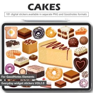 181 Free Gourmet Digital Stickers for iPad Planners - Cakes & Donuts Collection