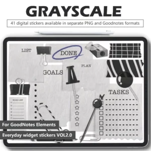 41 Grey Aesthetic Digital Stickers for Minimalist Digital Planners