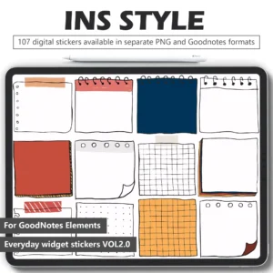 107-instagram-sticky-digital-stickers-minimalist 107 Instagram-style minimalist sticky digital stickers for digital planners notebooks with vector clarity