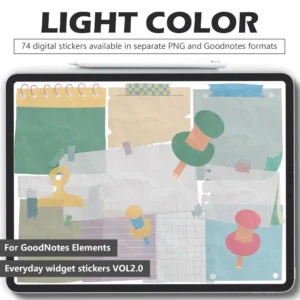 74 Desaturated Sticky Note Digital Stickers with Realistic 3D Shadows for Digital Planners