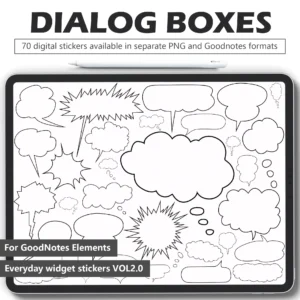 70 free bubble digital stickers - speech bubbles thought clouds chat icons for digital planners