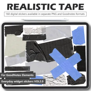 160 Realistic Tape Digital Stickers for iPad Digital Planners