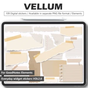 109 Vintage Kraft Digital Planner Stickers - Textured Memos & Washi Tapes