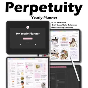 Undated GoodNotes Planner Template with 1000+ free digital stickers, hyperlinked for iPad
