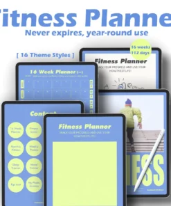 Cover of the 112-Day Happy Planner Fitness Digital Planner for exercise, weight loss & fitness tracking.
