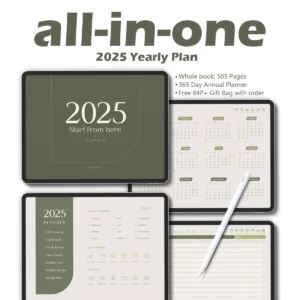 Digital iPad Planner with built-in habit tracker and calendar, displayed on iPad Pro with Apple Pencil