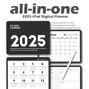 Weekly and daily spread preview of The Digital Weekly planner with habit tracking section
