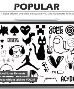 Popular icon digital stickers suitable for GoodNotes decorative elements