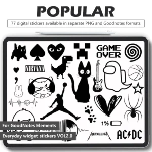 Popular icon digital stickers suitable for GoodNotes decorative elements